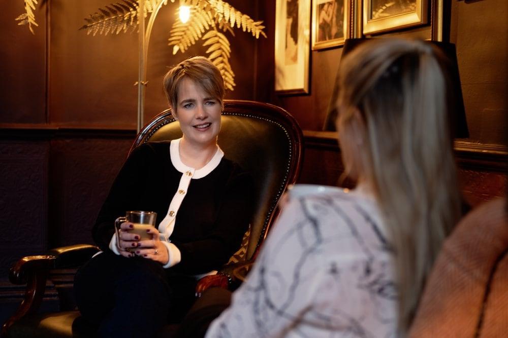 Emma Heptonstall listening to her client. Emma Heptonstall listening to her client.